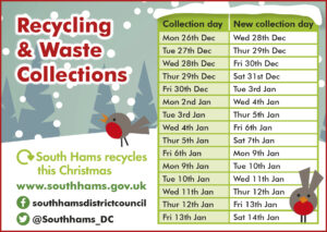 SHDC Waste and Recycling dates over Christmas / new year 2022