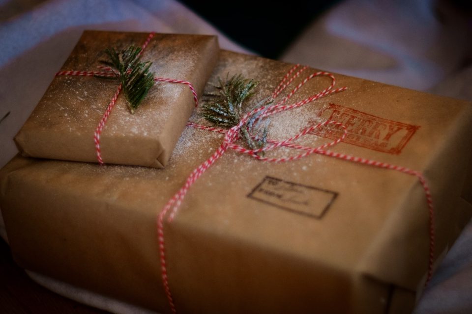brown gift box - recycled presents